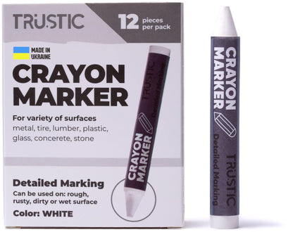 Universal Crayon Wax Marker for Industrial and Craft Detailed Marking on Lumber Metal Carton Ceramics Concrete Glass Plastic Tire 4 x 1/2", Pack of 12 (Multicolor)