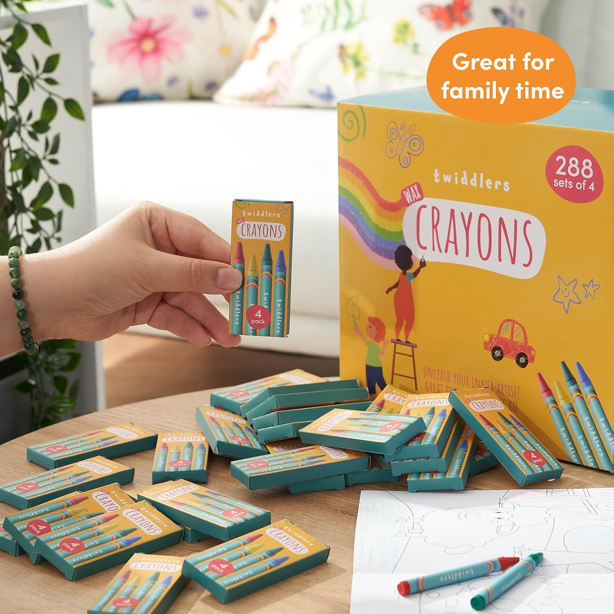 THE TWIDDLERS Bulk Crayons 1,152 Count, 288 Packs of 4 Colors for Kids