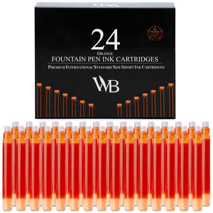 Wordsworth & Black Fountain Pen Ink Cartridge Refills, 24 Pack, Black