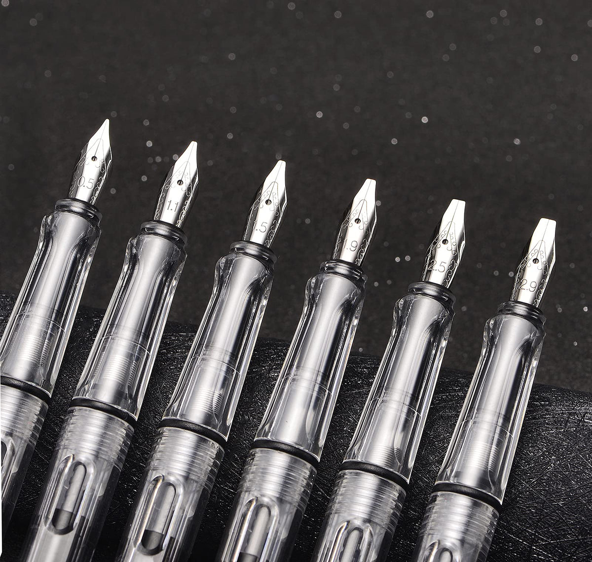 Lanxivi Yongsheng 3008 Piston Fountain Pen EF Extra Fine Nib,Transparent SilverTrim 4 Colors Set