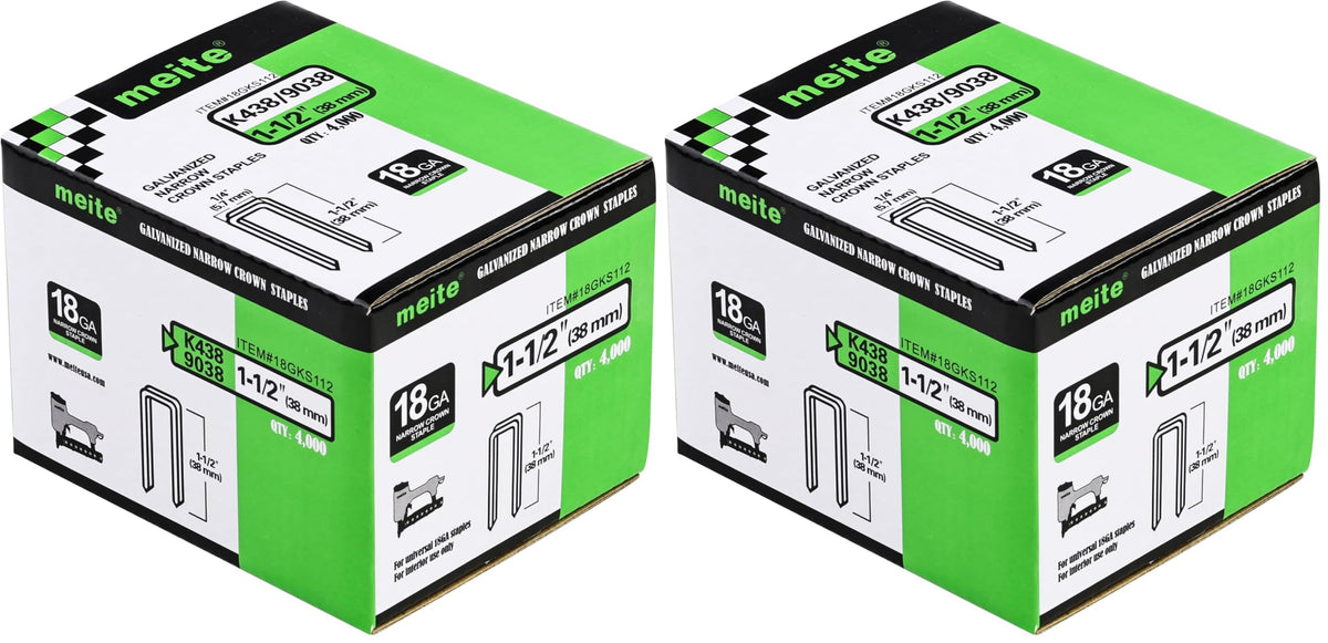 meite 18 Gauge 1/4-Inch Narrow Crown Staples, 3/4-Inch Length Heavy Duty Galvanized Upholstery Staples for Electric or Pneumatic Narrow Crown Staple Guns (4,000 PCS)