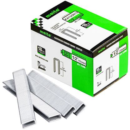 meite 18 Gauge 1/4-Inch Narrow Crown Staples, 3/4-Inch Length Heavy Duty Galvanized Upholstery Staples for Electric or Pneumatic Narrow Crown Staple Guns (4,000 PCS)
