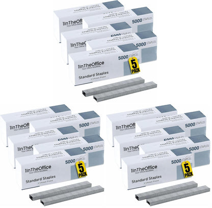 1InTheOffice Standard Staples - 1/4" Leg Length, 5,000 Staples/Pack, 5 Pack