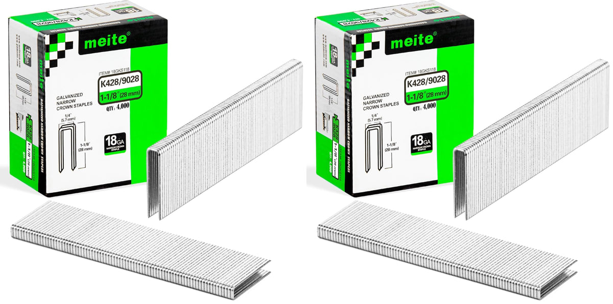 meite 18 Gauge 1/4-Inch Narrow Crown Staples, 3/4-Inch Length Heavy Duty Galvanized Upholstery Staples for Electric or Pneumatic Narrow Crown Staple Guns (4,000 PCS)