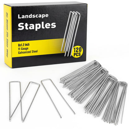HongWay 500 Pack Landscape Staples 4 Inch, Galvanized Garden Stakes