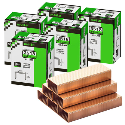 meite 16 Gauge 1-3/8" Wide Crown 3/4" Leg Carton Closing Staples 1,600PCS