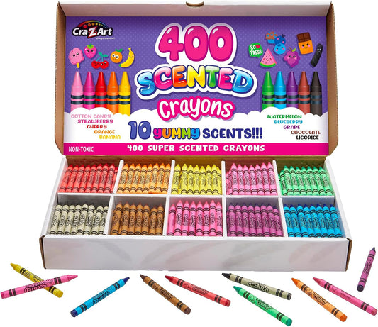 Cra-Z-Art Scented Crayon Bulk Pack 400ct 10 Assorted Colors & Delicious Scents, Great For Back To School, In Classroom & Supply Room For Teachers, Birthday Party Favor Bags