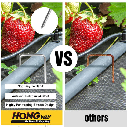 HongWay 500 Pack Landscape Staples 4 Inch, Galvanized Garden Stakes