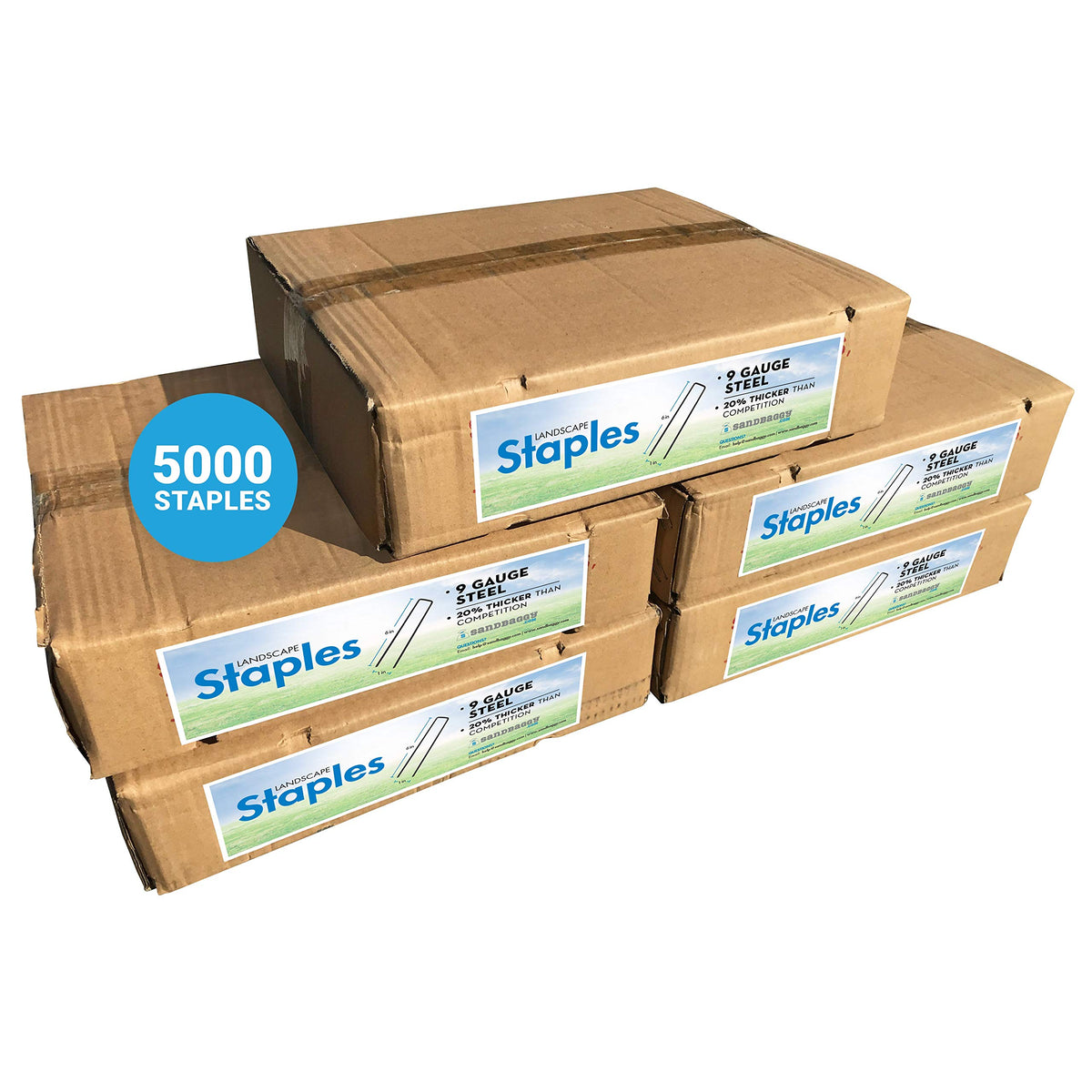 Sandbaggy 6 inch Landscape Sod Staples (9 Gauge Steel) ~ Great for Hard Soil - 20% Thicker Than Competition - Trusted by Farmers & Contractors Across USA (200 Staples)