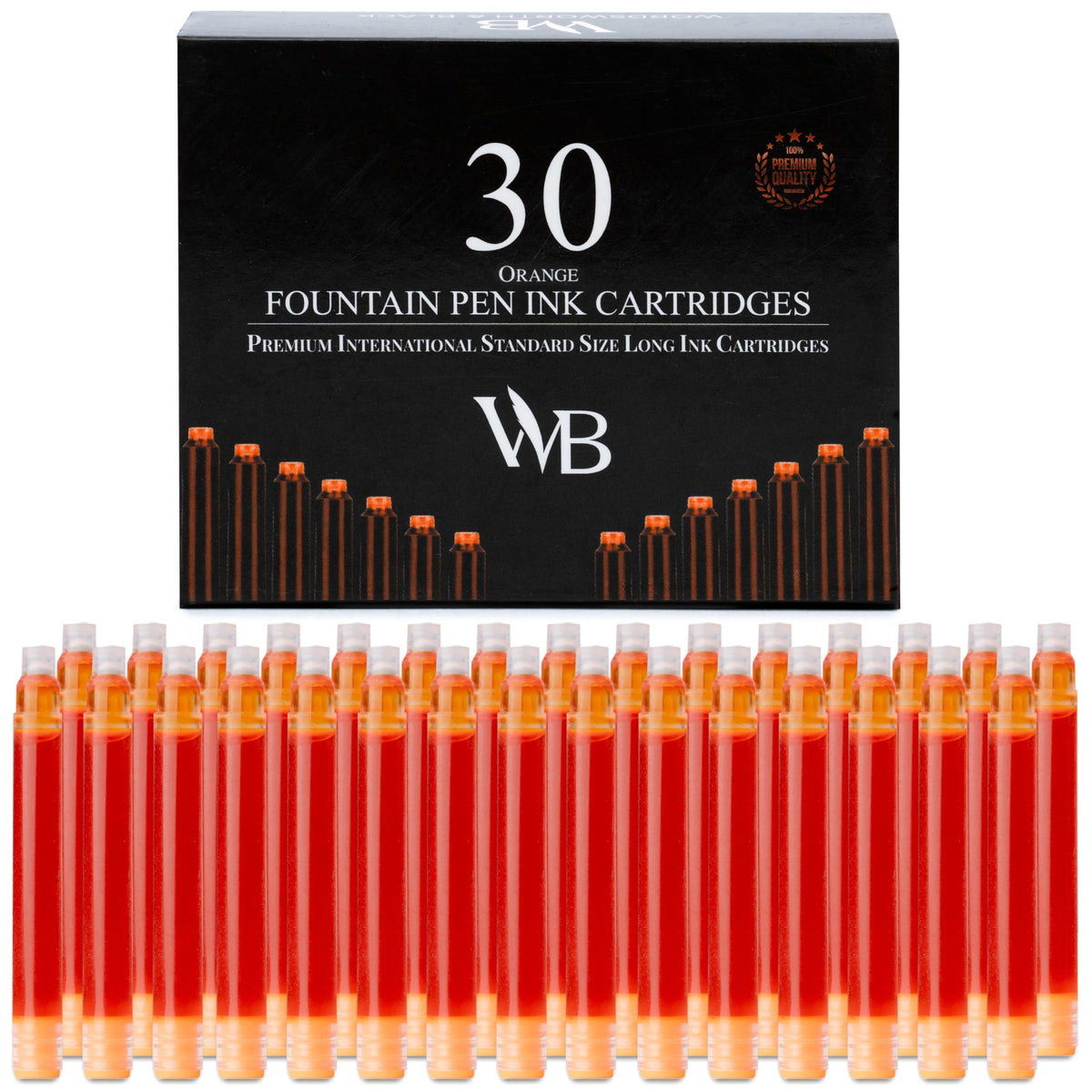 Wordsworth & Black Fountain Pen Ink Cartridge Refills, 30 Pack, Black/Blue