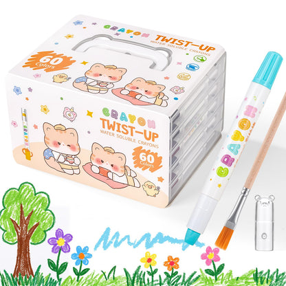 Prudiut 48 Twistable Silky Crayons, Washable, Easy Grip, Gel Crayons