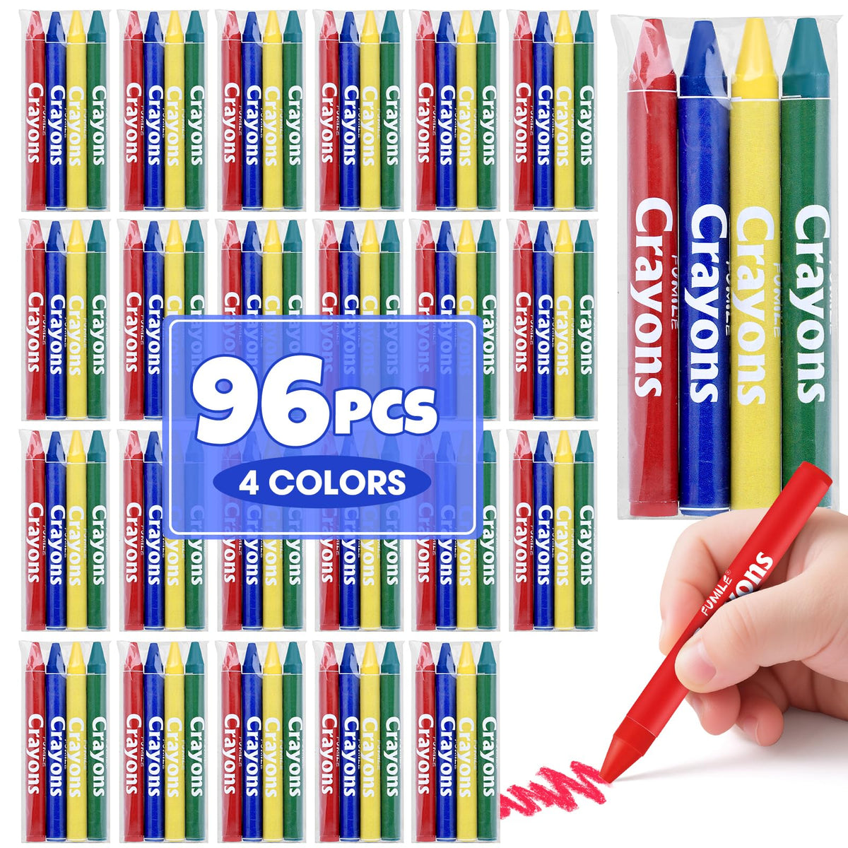 FUMILE 1600 Count Crayon (400 Sets of 4 Colors), Crayons Bulk Individual Packs, Non-Toxic Mini crayons for Kids Party Favors, Restaurants, School Supplies, Travel and More Events