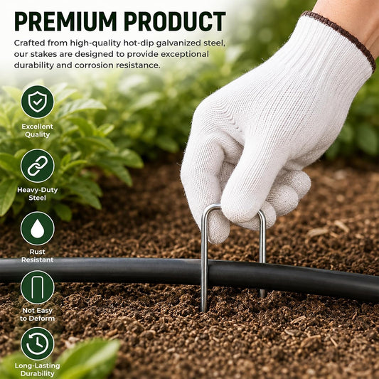 FEED GARDEN 6 Inch 200 Pack Galvanized Landscape Staples 11 Gauge Anti-Rust Garden Stakes Landscaping Fabric SOD Pins Yard Stakes for Christmas Decoration Weed Barrier Fabric