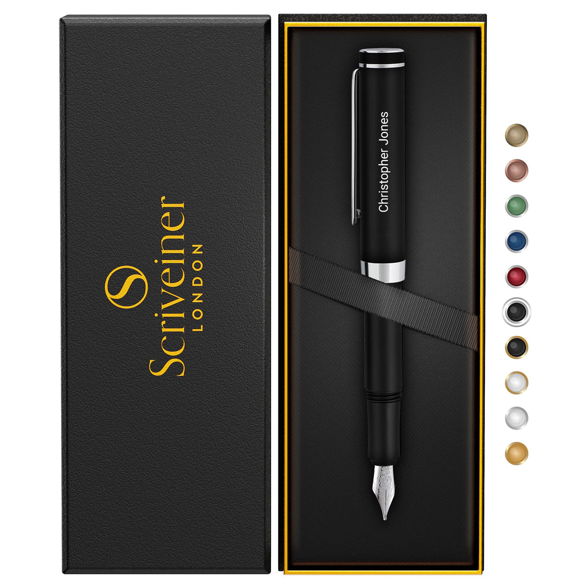 Scriveiner Gold Pocket Fountain Pen, Superb Luxury Pen Gift for Men & Women