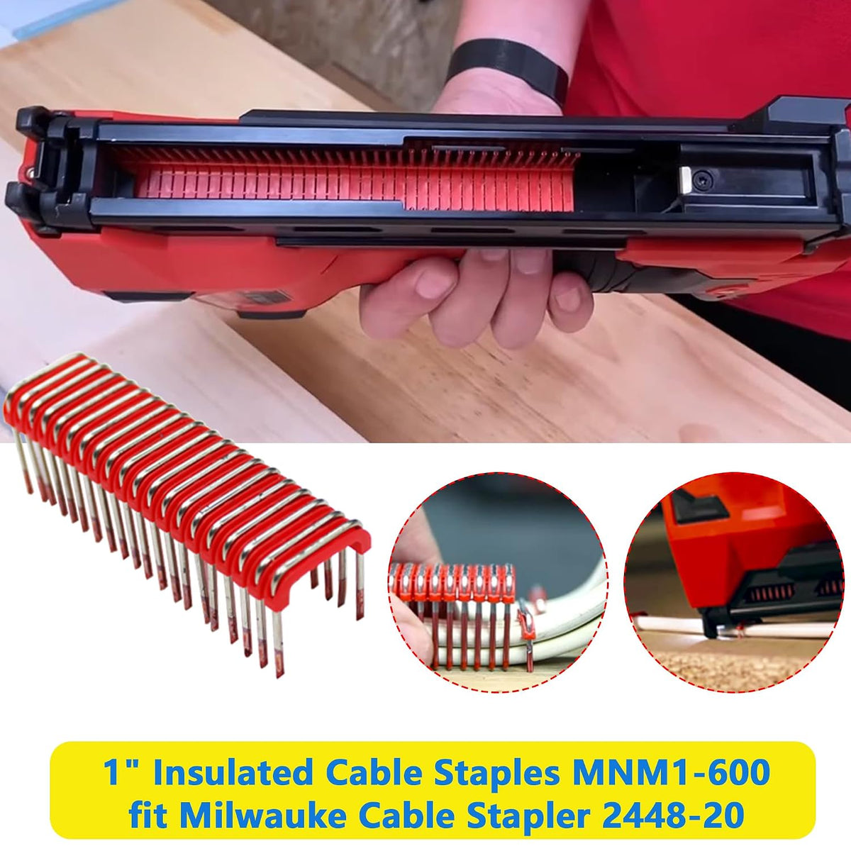 1" Insulated Cable Staples MNM1-320 fit Milwauke M-12 Cable Stapler Gun
