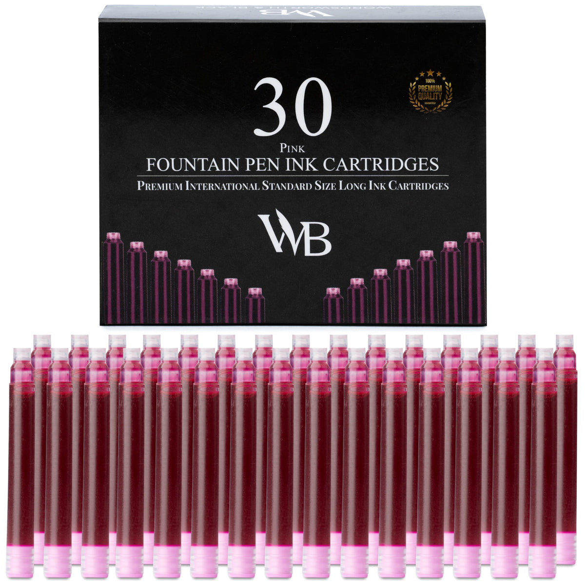 Wordsworth & Black Fountain Pen Ink Cartridge Refills, 30 Pack, Black/Blue