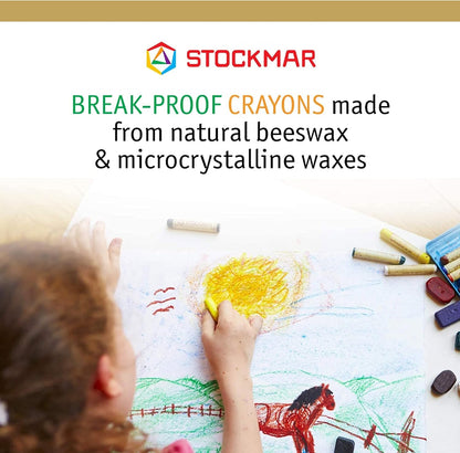 Stockmar Beeswax Stick Crayons – Set of 16 Artist-Grade Drawing Media, Non-Toxic Beeswax Crayons for Art Projects, Crafting, Walforf Art Supplies, Creative Drawing, Includes Storage Tin