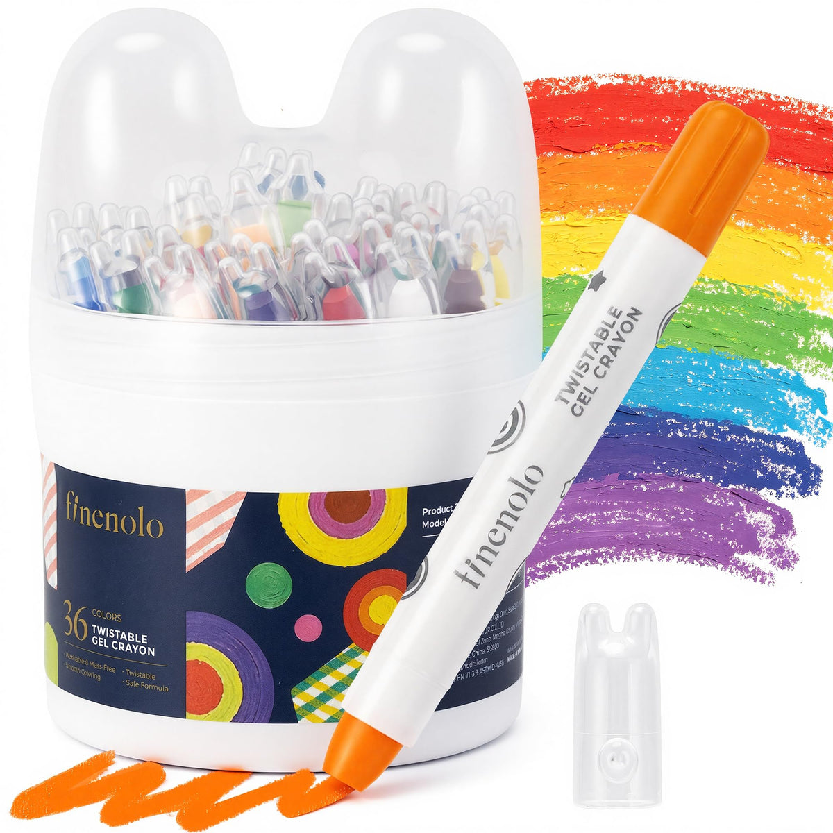 finenolo 24 Colors Twist Crayons for Toddlers and Kids, Washable
