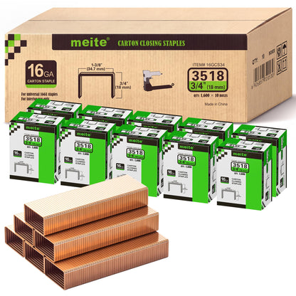 meite 16 Gauge 1-3/8" Wide Crown 3/4" Leg Carton Closing Staples 1,600PCS