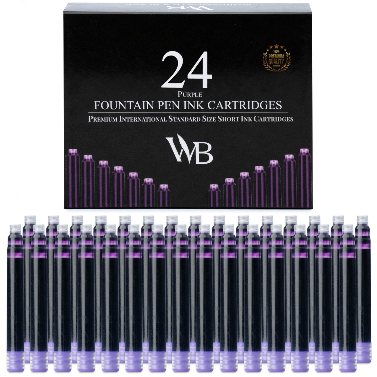 Wordsworth & Black Fountain Pen Ink Cartridge Refills, 24 Pack, Black