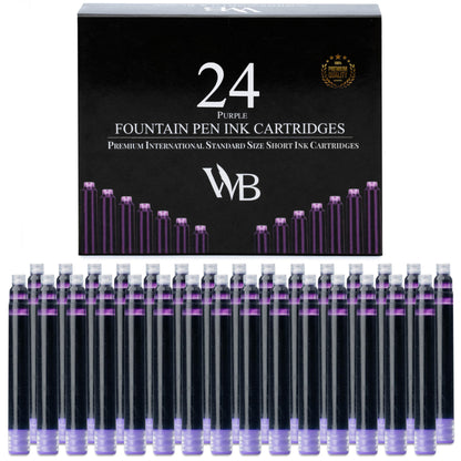Wordsworth & Black Fountain Pen Ink Cartridge Refills, 24 Pack, Black