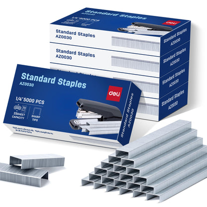 Deli Staples, 50000 Staples, 1/4'' Length, 210/Strip, 10 Boxes of 5000 Each