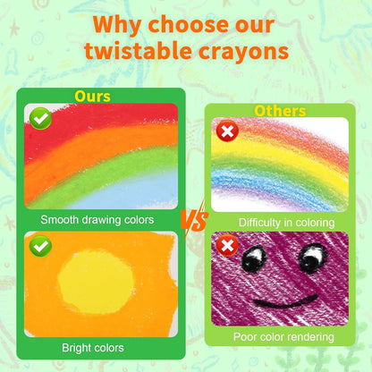 Prudiut 48 Twistable Silky Crayons, Washable, Easy Grip, Gel Crayons