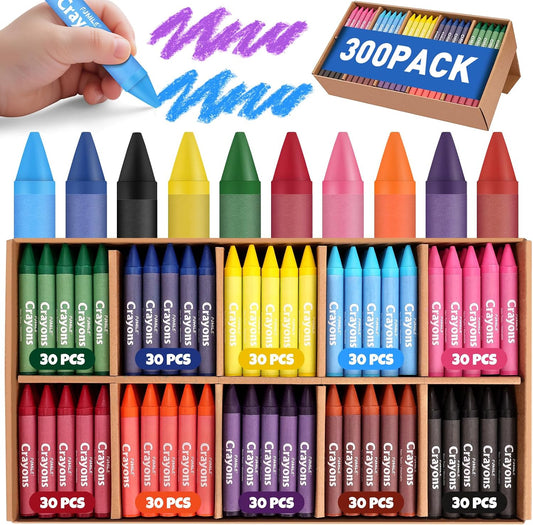300 Pack Jumbo Crayons Bulk for Toddlers 1-3.10 Colors Washable Unbreakable Toddler Crayons for Toddler Coloring,Bulk School Supplies,Restaurants,Party Favors,Stocking Stuffers,Preschool Must Haves