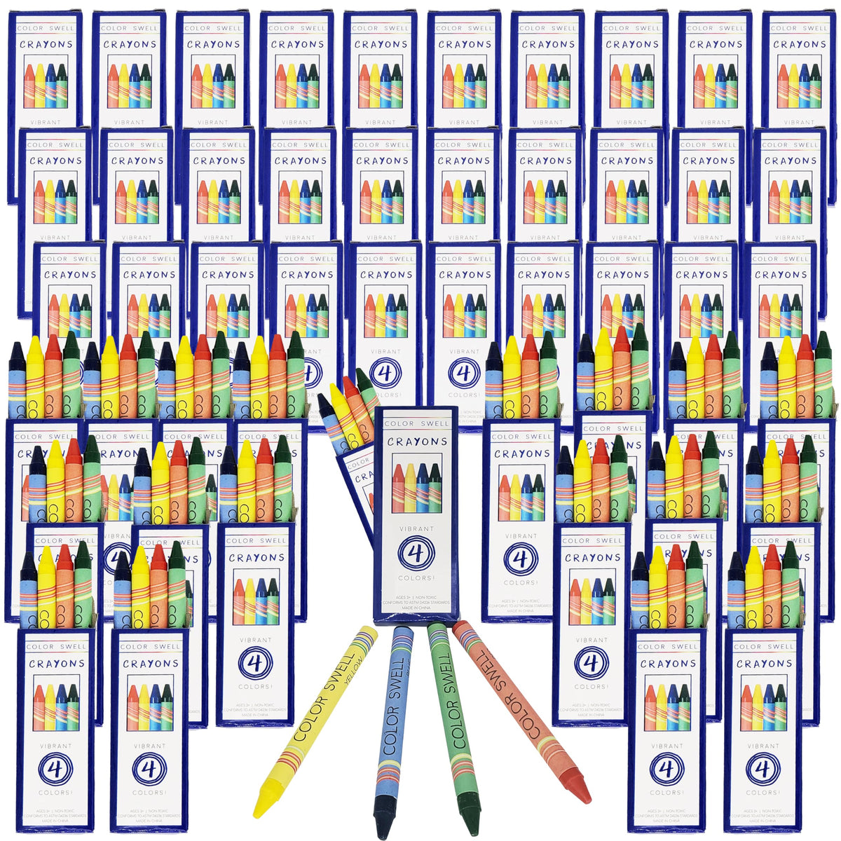 Color Swell Bulk Crayons, 4 Crayon Colors Per Pack, 300 Packs (1200 Total)