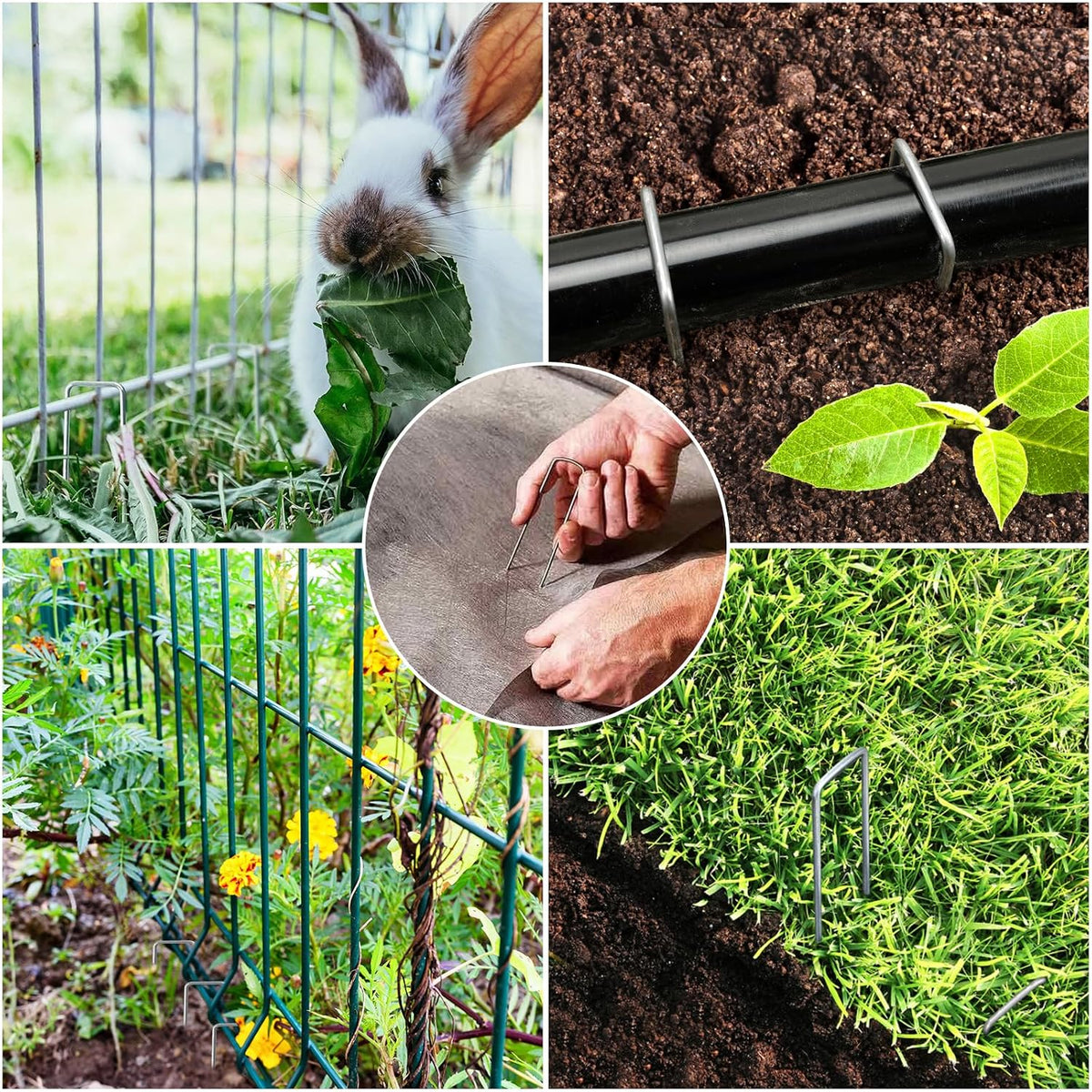 HongWay 100 Pack Landscape Staples, 6 Inch Garden Stakes Galvanized Steel