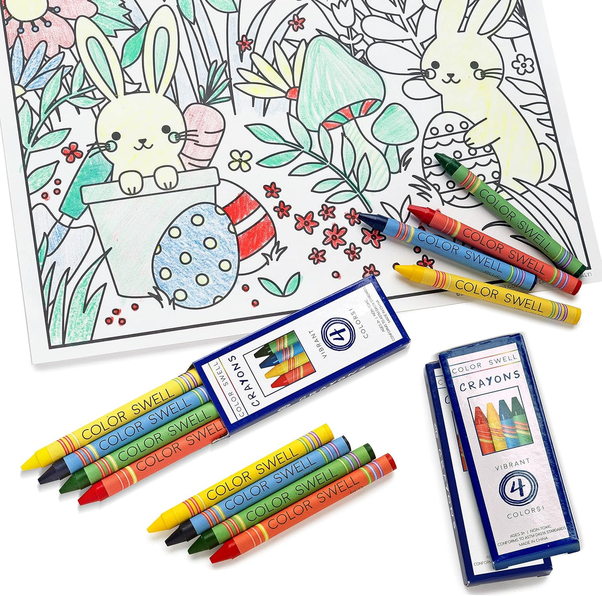 Color Swell Bulk Crayons, 4 Crayon Colors Per Pack, 300 Packs (1200 Total)