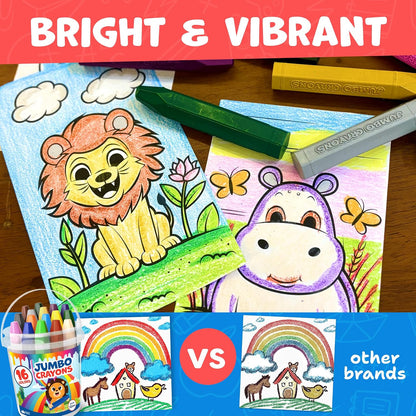 Jumbo Crayons for Toddlers 1-3 - Washable, Large Coloring Crayons for Kids