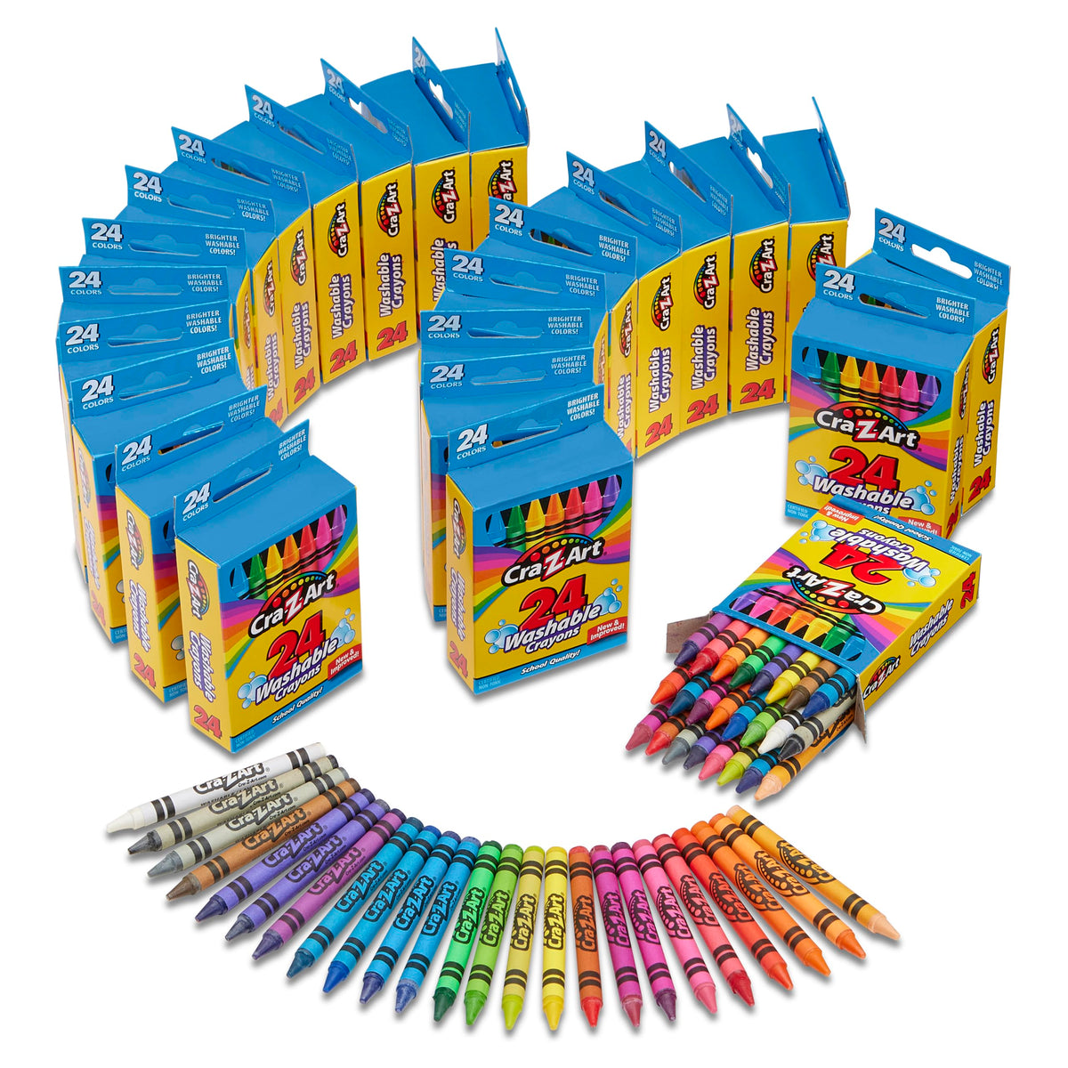 Cra-Z-Art Bulk Crayons, 12 Packs of 24 Count Washable Crayons, School Supplies, Classroom Supplies, Teacher Bulk Pack