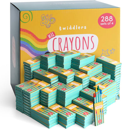 THE TWIDDLERS Bulk Crayons 1,152 Count, 288 Packs of 4 Colors for Kids