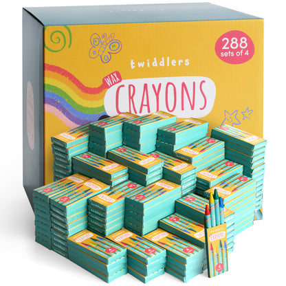 THE TWIDDLERS Bulk Crayons 1,152 Count, 288 Packs of 4 Colors for Kids