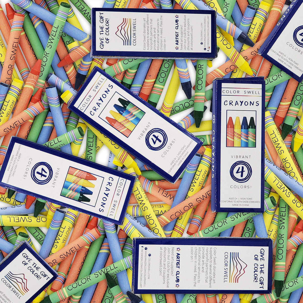 Color Swell Bulk Crayons, 4 Crayon Colors Per Pack, 300 Packs (1200 Total)
